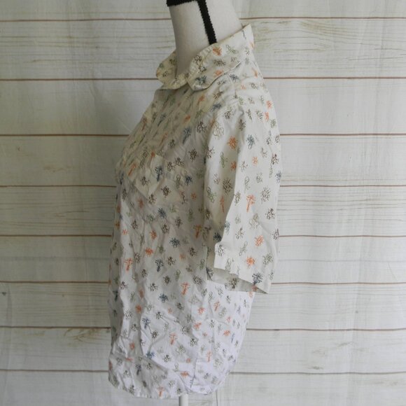 RVCA Shirt Mens  WHITE GRAPHIC COLLAR Short Sleeve Button Up SZ S - Picture 2 of 5